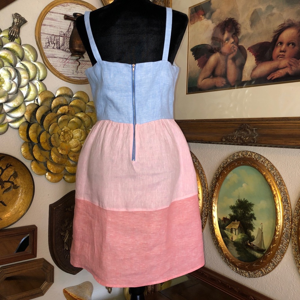 PREOWNED Cynthia Rowley PINK AND BLUE 100% Linen Dress SZ M - Picture 2 of 7